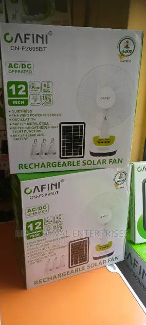 Cafini 12 Inches Rechargeable Solar Fan