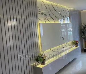 Contemporary Wall TV Console With LED Lights