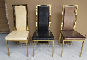 Classic Gold Frame Pure Skin Leather Dining Chair's