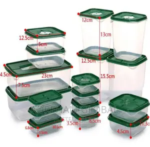 17pieces Transparent Plate With Cover in Diff Sizes Shape