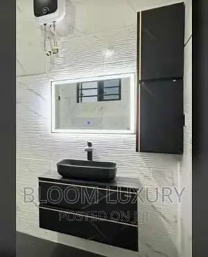 Bathroom Cabinet With Led Mirror And Side Shelf