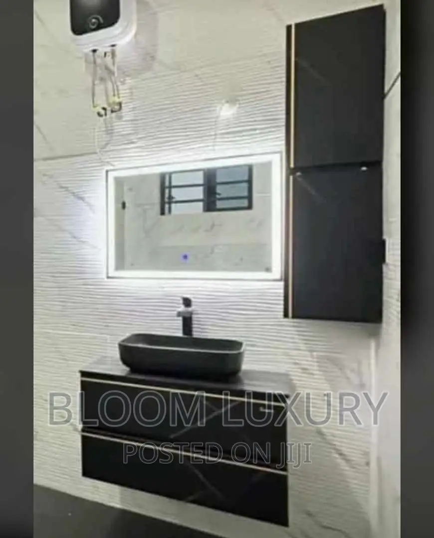 Bathroom Cabinet With Led Mirror And Side Shelf
