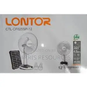 Lontor Rechargeable Fan With Solar Panel-12 Inches