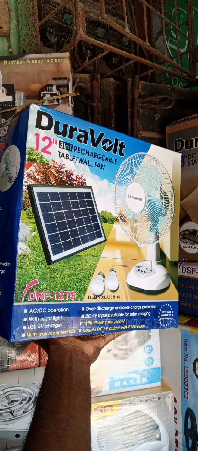 Duravolt 12" Rechargeable Table Fan