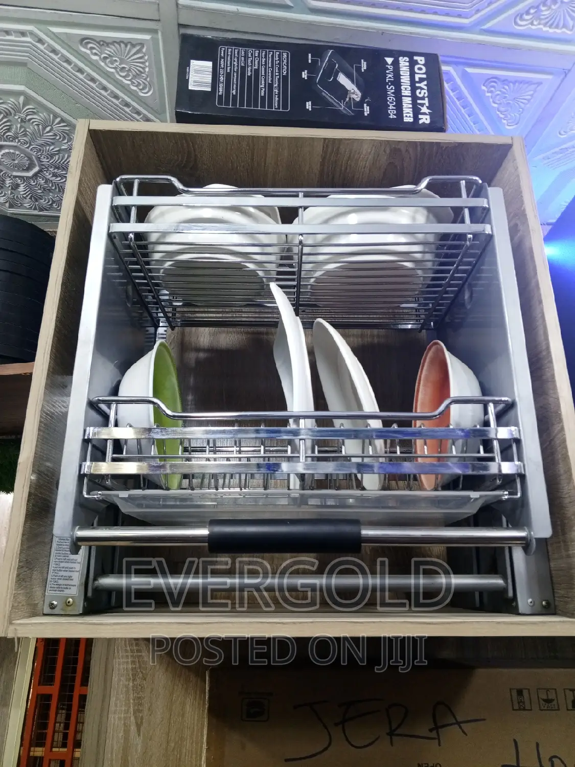 Pull Down Plate Rack 60cm