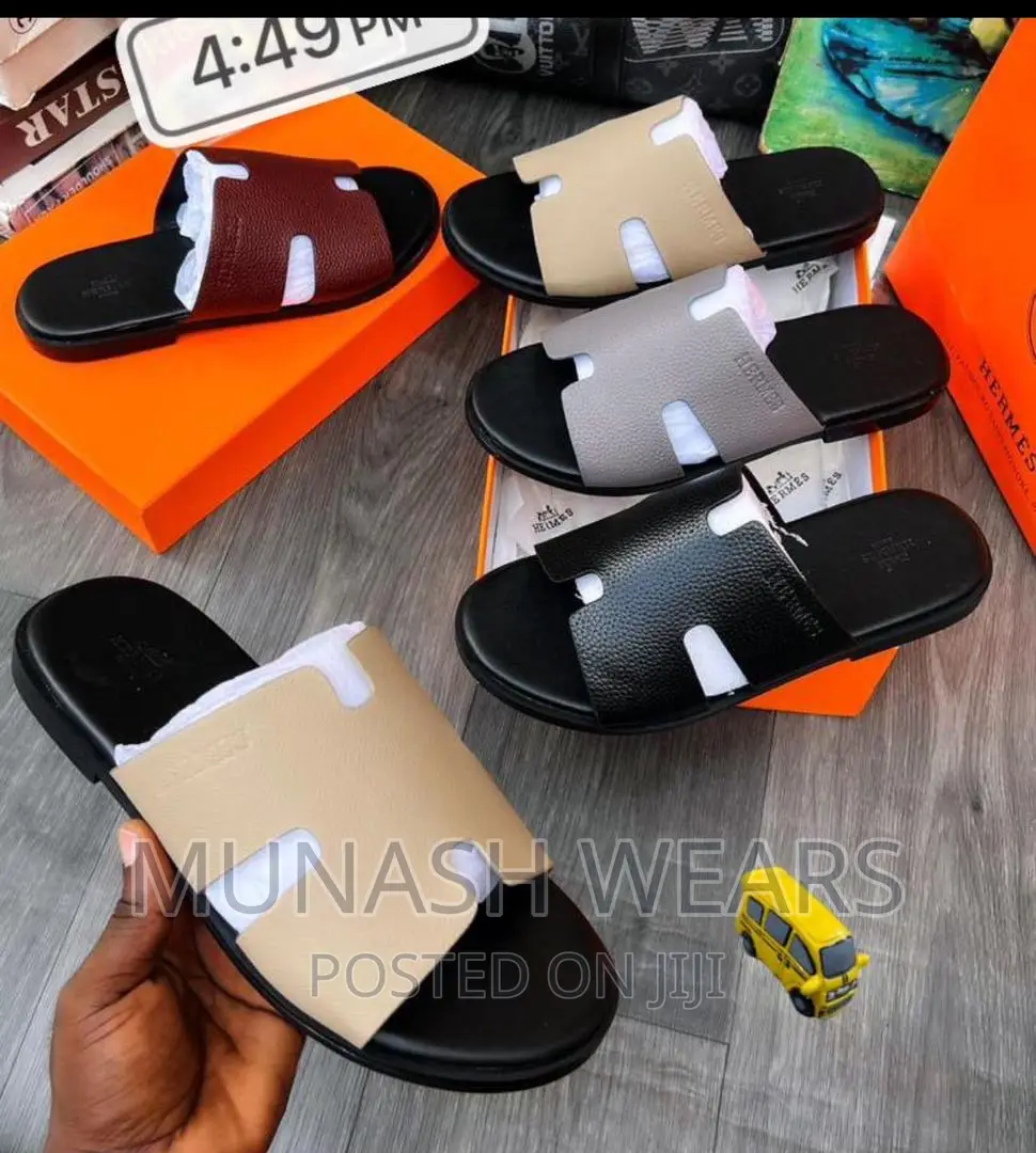 Original Hermes Leather Slipers