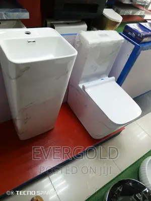 Black and White Executive Water Closet With Wash Hand Basin