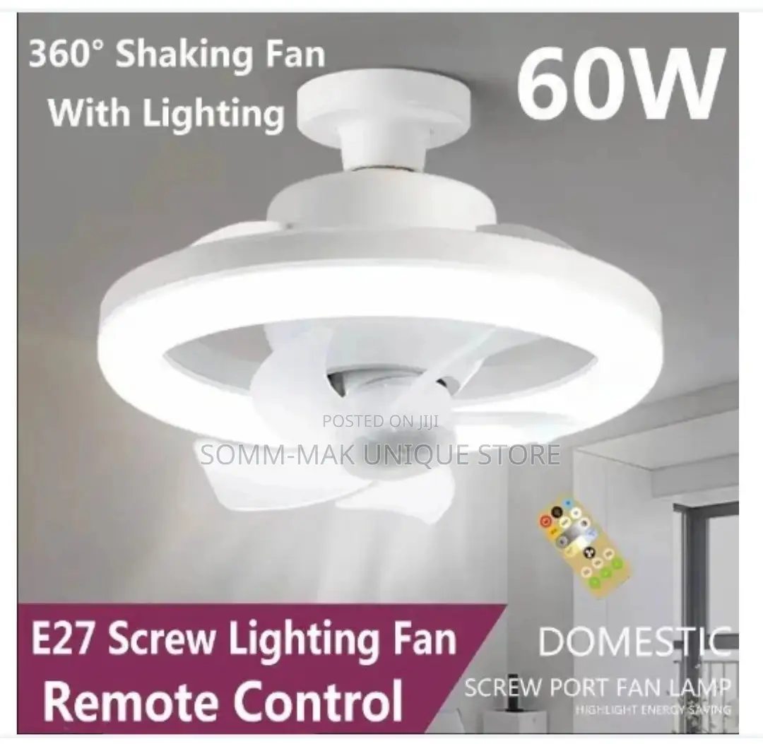 Ceiling Fan E27 With Led Light,Remote 360 ° Rotation - 60w