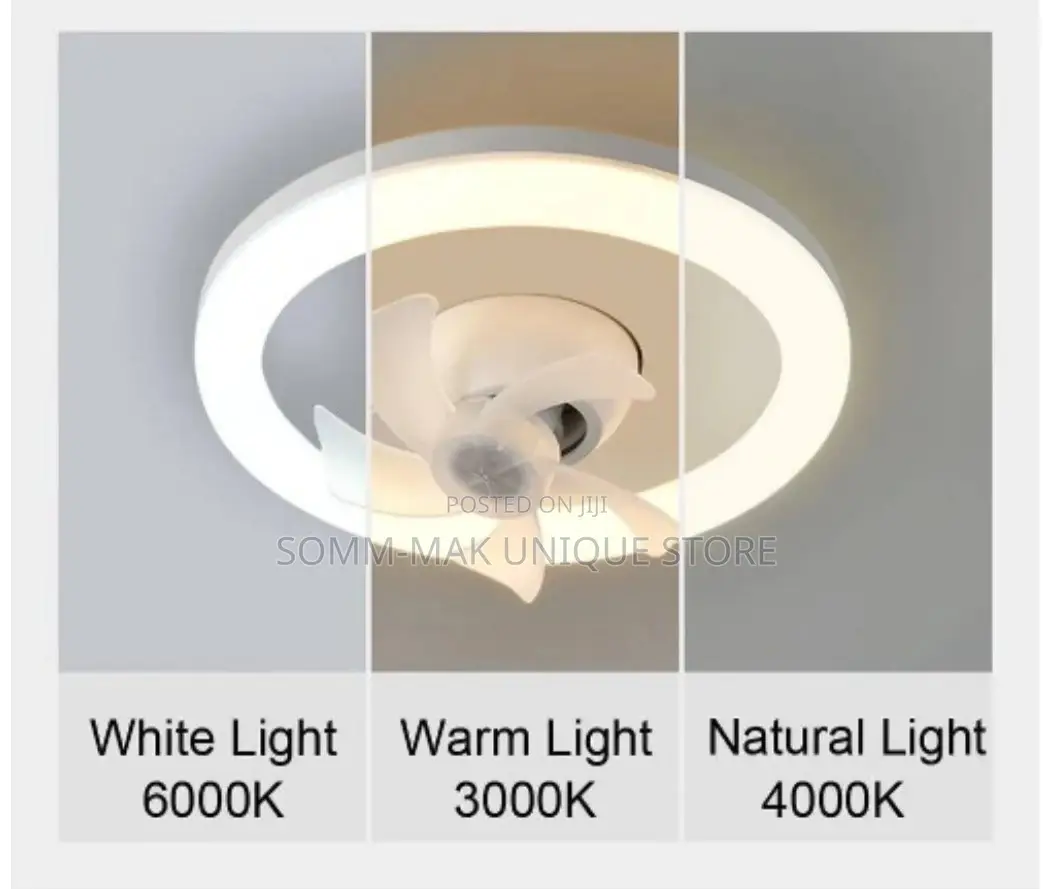 Ceiling Fan E27 With Led Light,Remote 360 ° Rotation - 60w