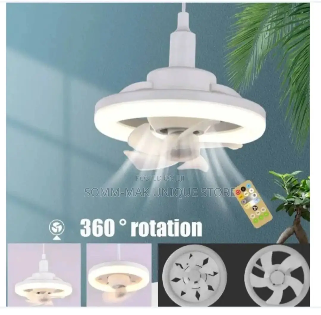 Ceiling Fan E27 With Led Light,Remote 360 ° Rotation - 60w