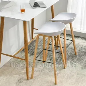 Photo - Oak Wooden Leg Bar Stool Chair