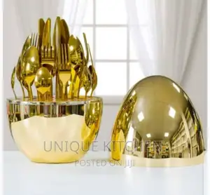 24 PCS Egg Shaped Gold Cutlery Set