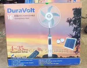Duravolt 16 Inches 3 in 1 Rechargeable Fan With Solar