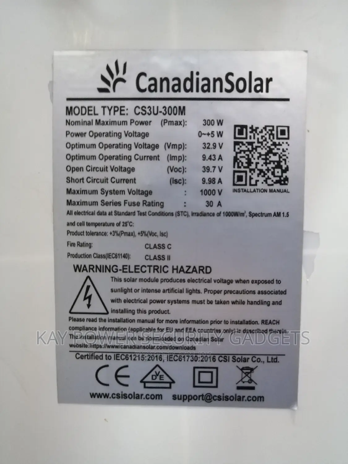 300watt Canadian Solar Panel