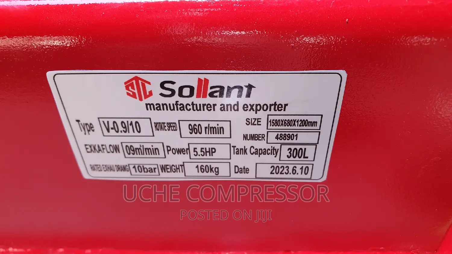 Air Compressor 300l 5.5hp 10bar