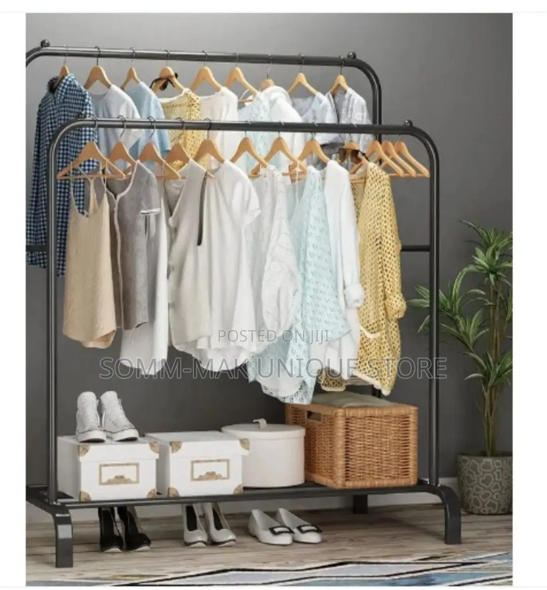 Floor Standing Clothes Hanger - Black