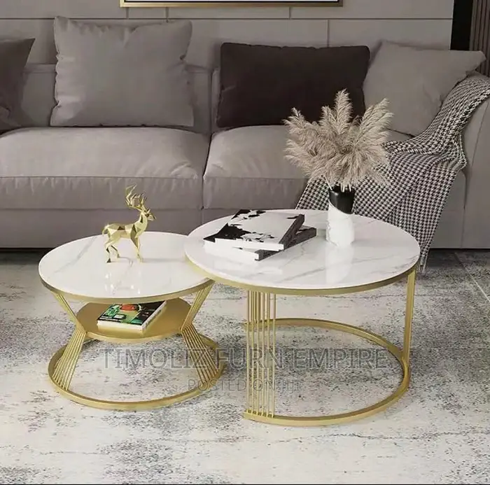 Extendable Luxury Marble Centre Table Cream Top