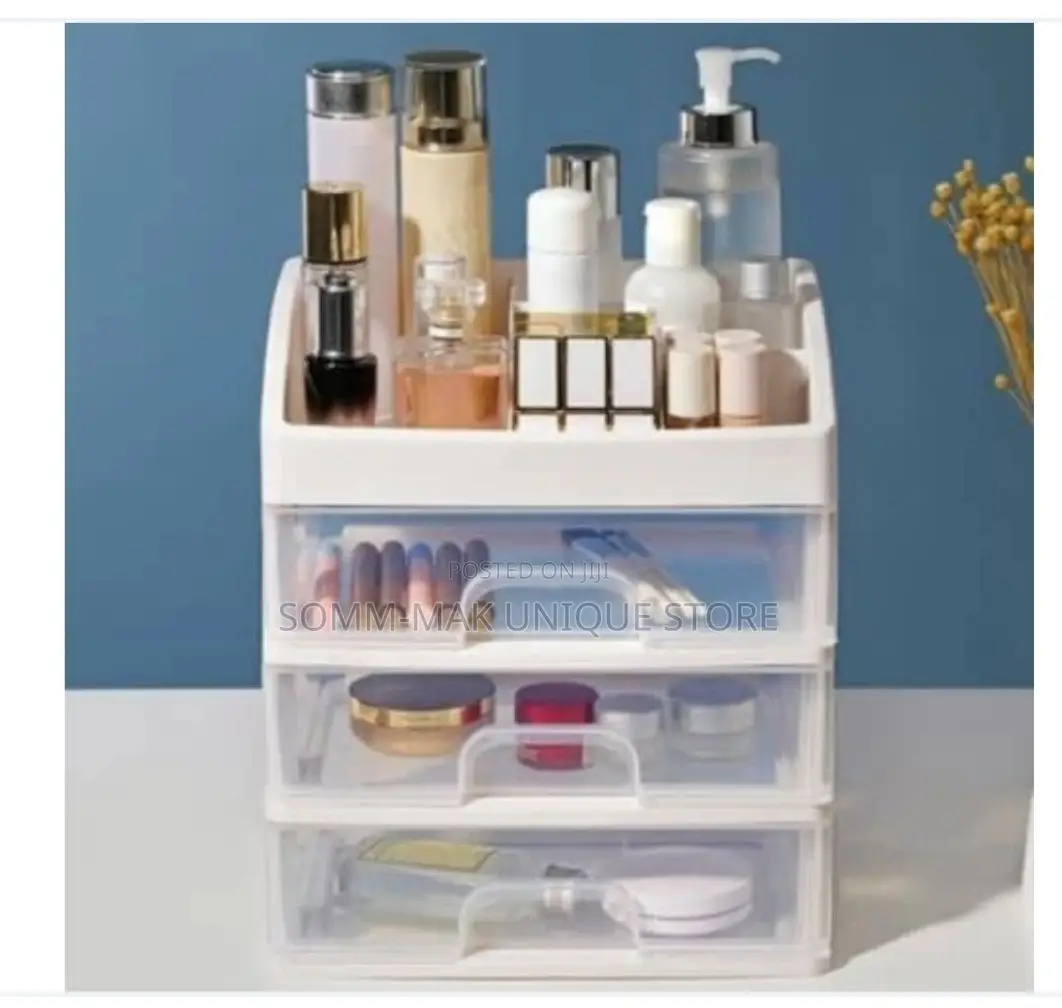 Layered Transparent Plastic Makeup Organizer- 4 Layers