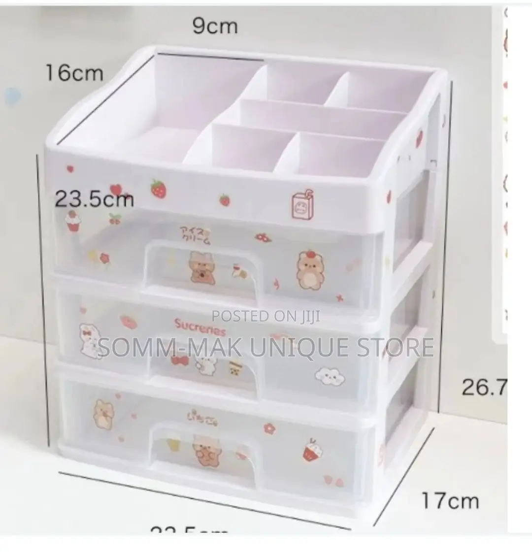 Layered Transparent Plastic Makeup Organizer- 4 Layers