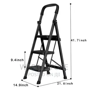3 Step Foldable Ladder (Black)