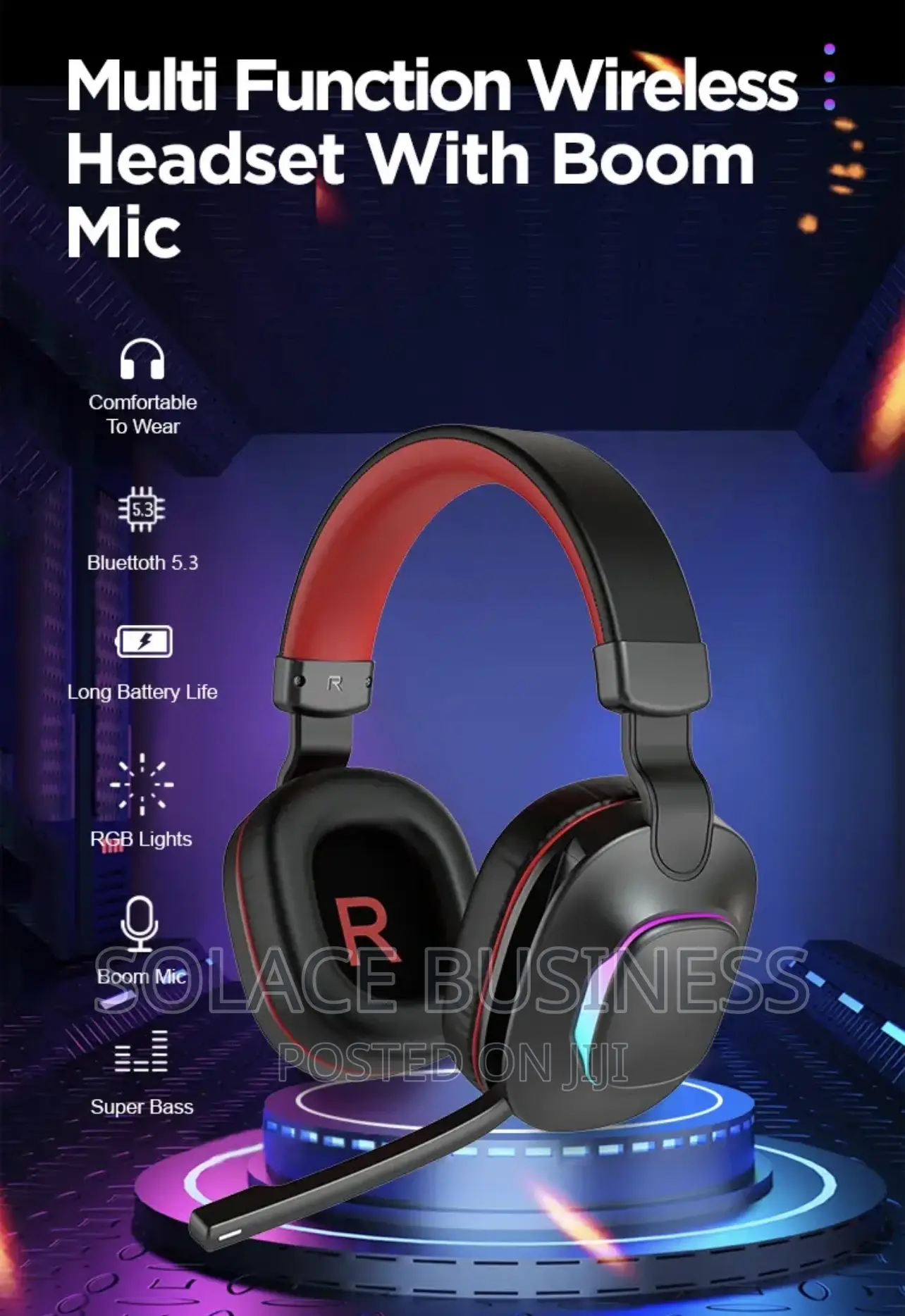 RGB Wireless Gaming Headset - Gamers Bluetooth Headphones