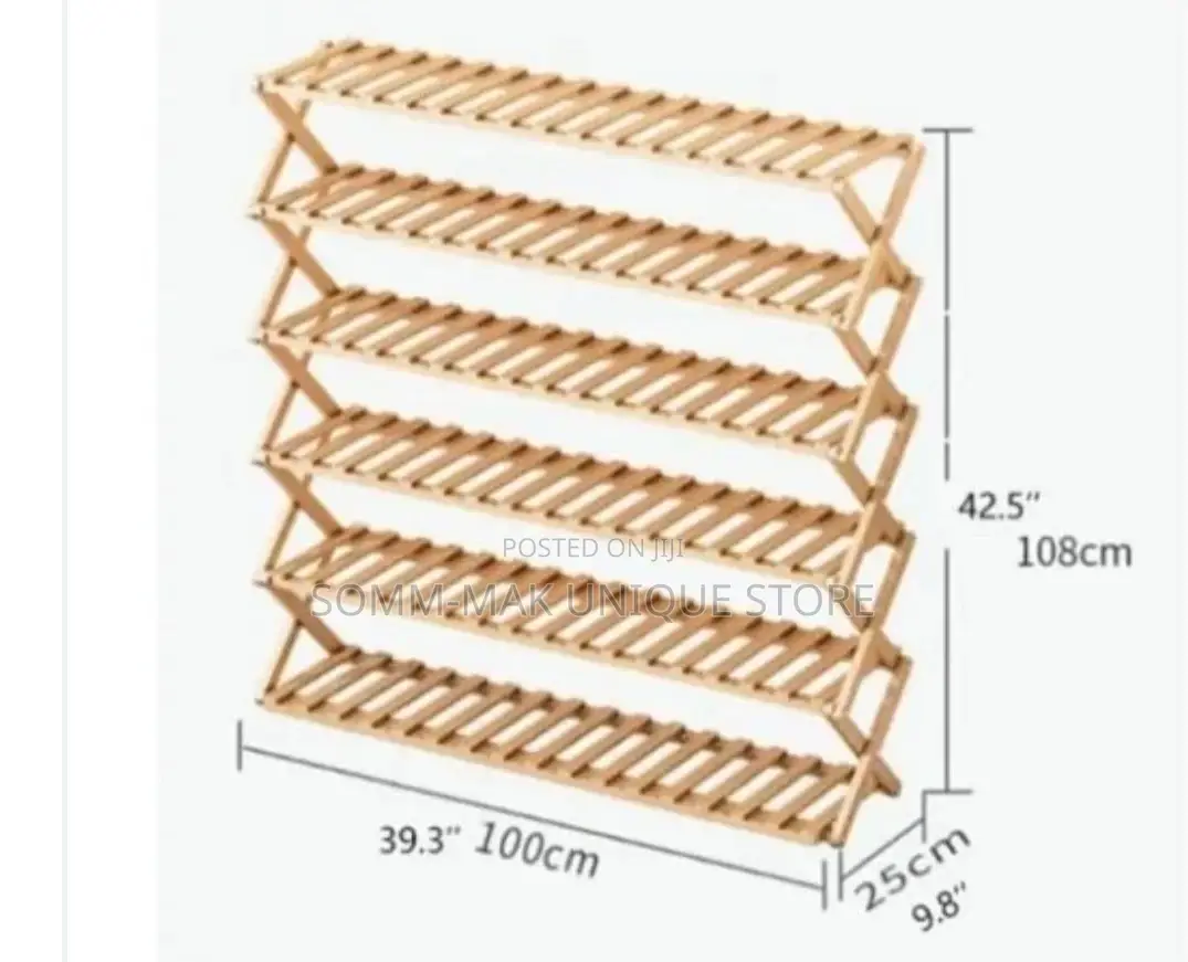 Foldable Shoe Rack - 6 Layer - Bamboo