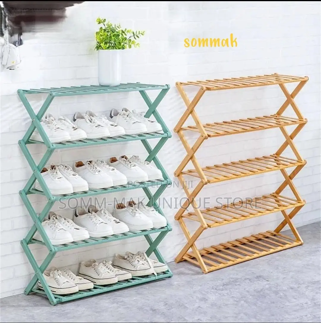 Foldable Shoe Rack - 6 Layer - Bamboo