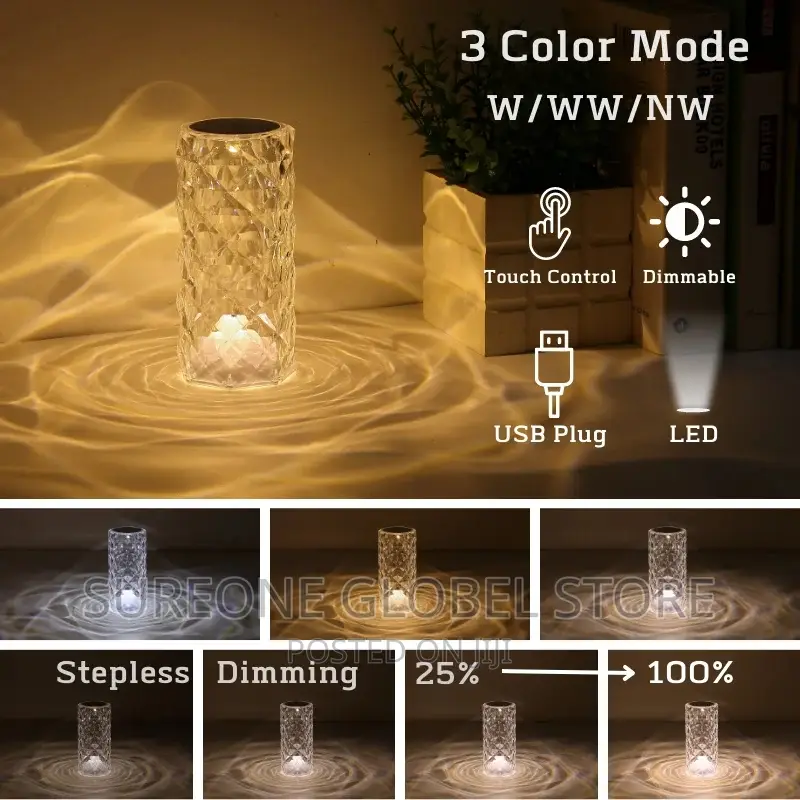 LED Bedside Diamond Rose Lamp