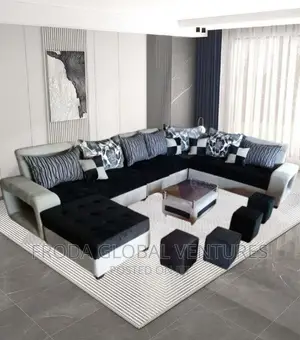 Set of U-Shape Sofa Chairs With Table and Side Stools. Acb06