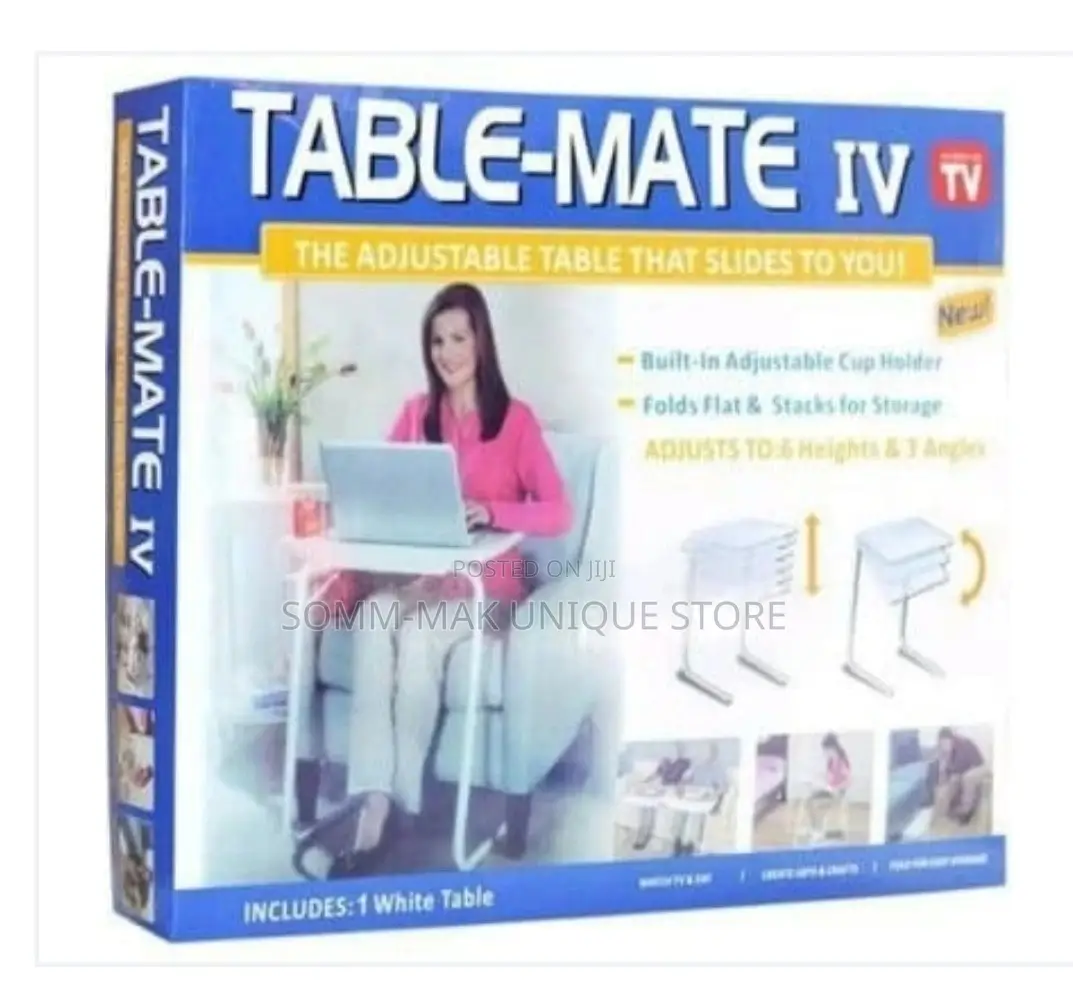 Adjustable Table Mate Iv With Cup Holder - White