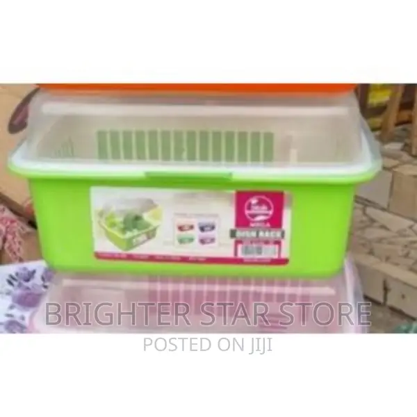 Plastic Plate Rack With Cover Drainer