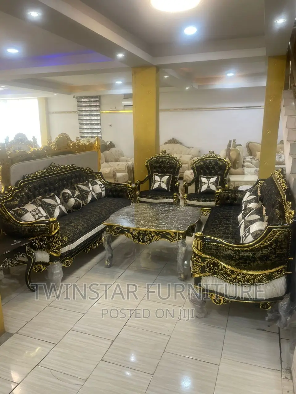 Modern Luxury Egyptian Sofa Chairs With Table Side Stools