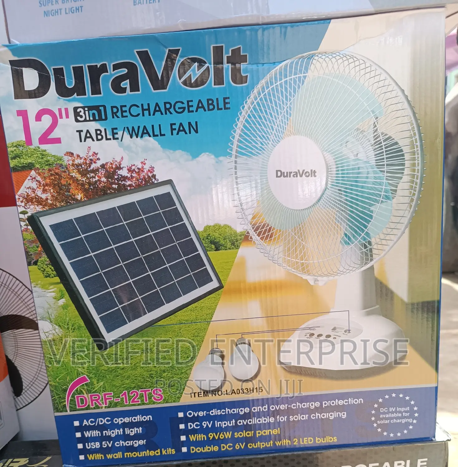 Rechargeable Wall/ Table Fan With Panel