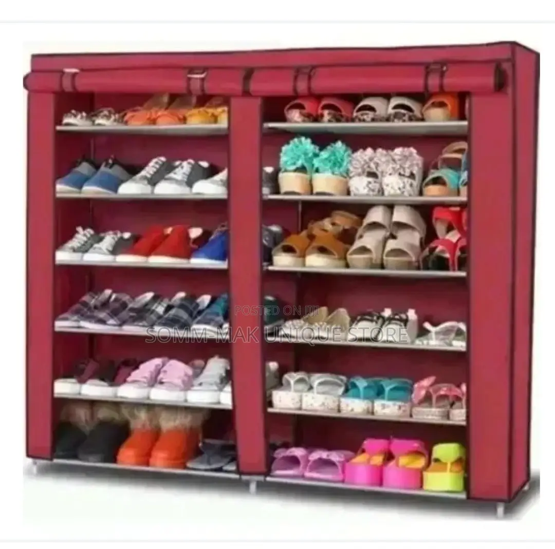 Double Row Shoe Cabinet With Fabric Cover