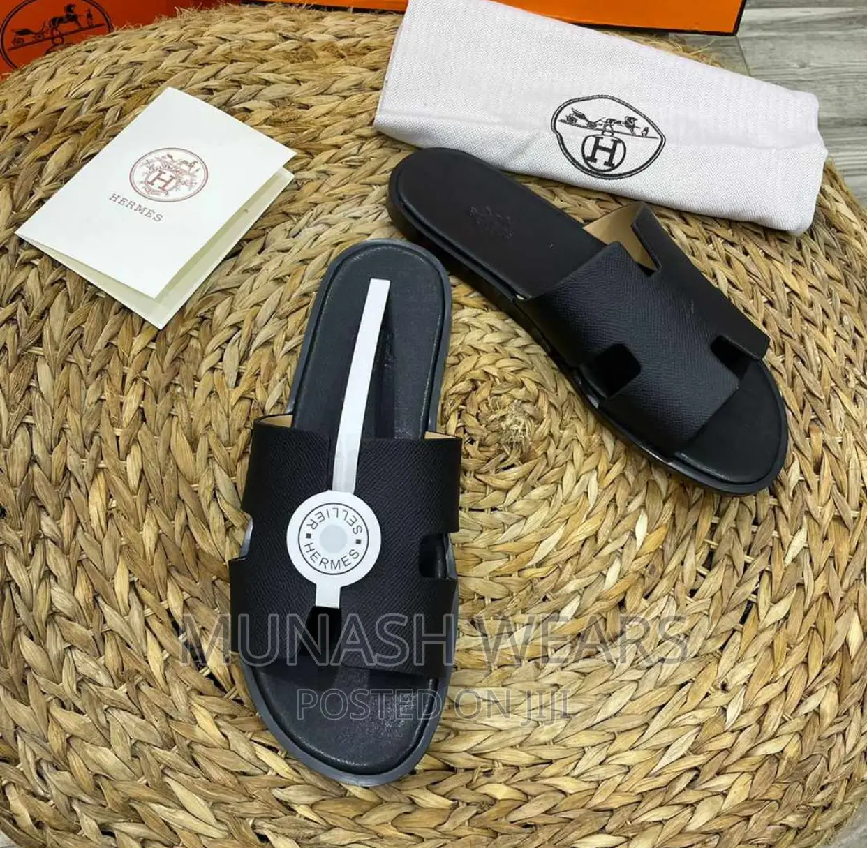 Original Hermes Leather Slipers