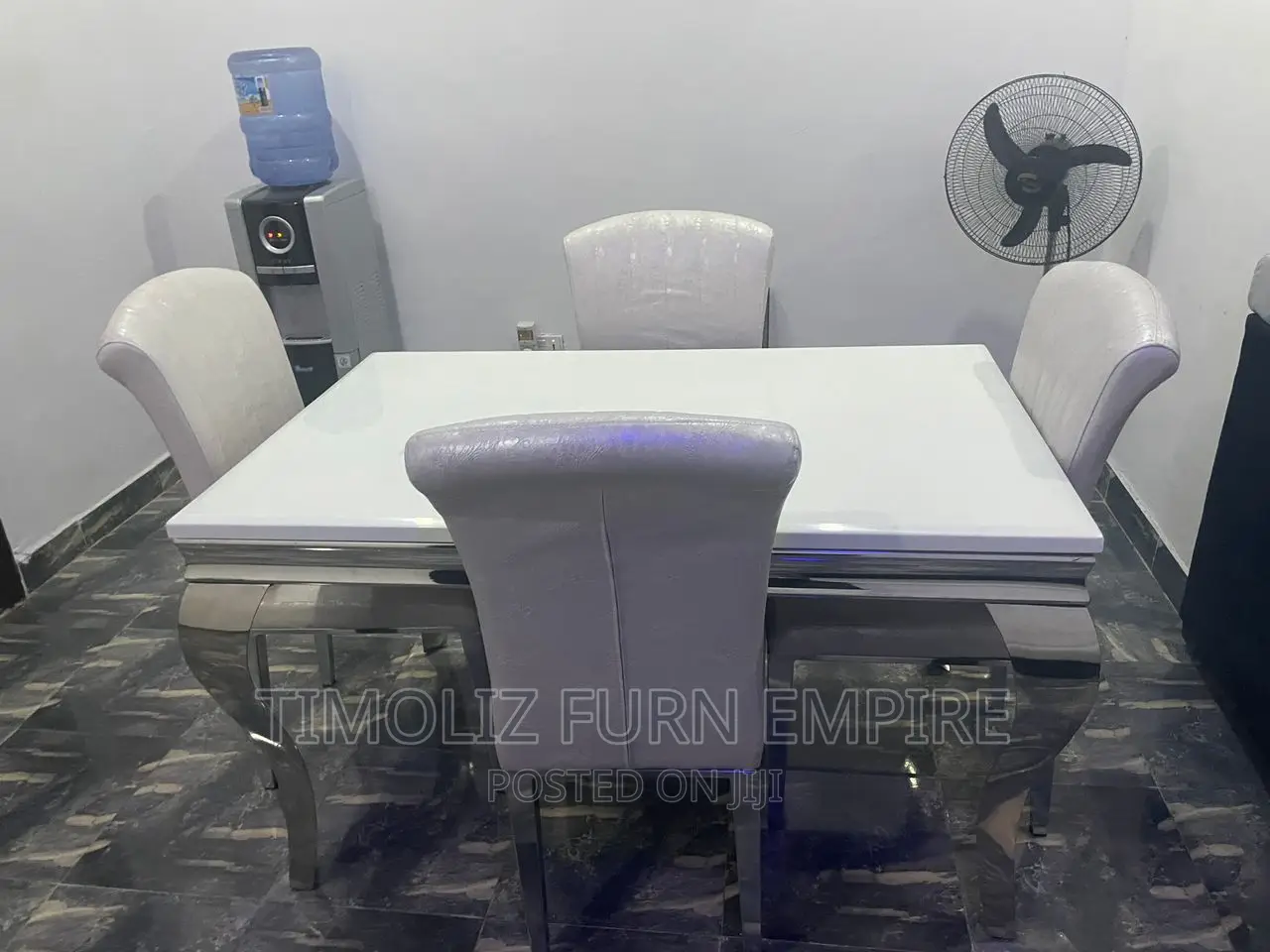 Classic 4 Seaters Marble Dining Table Set, Cream,