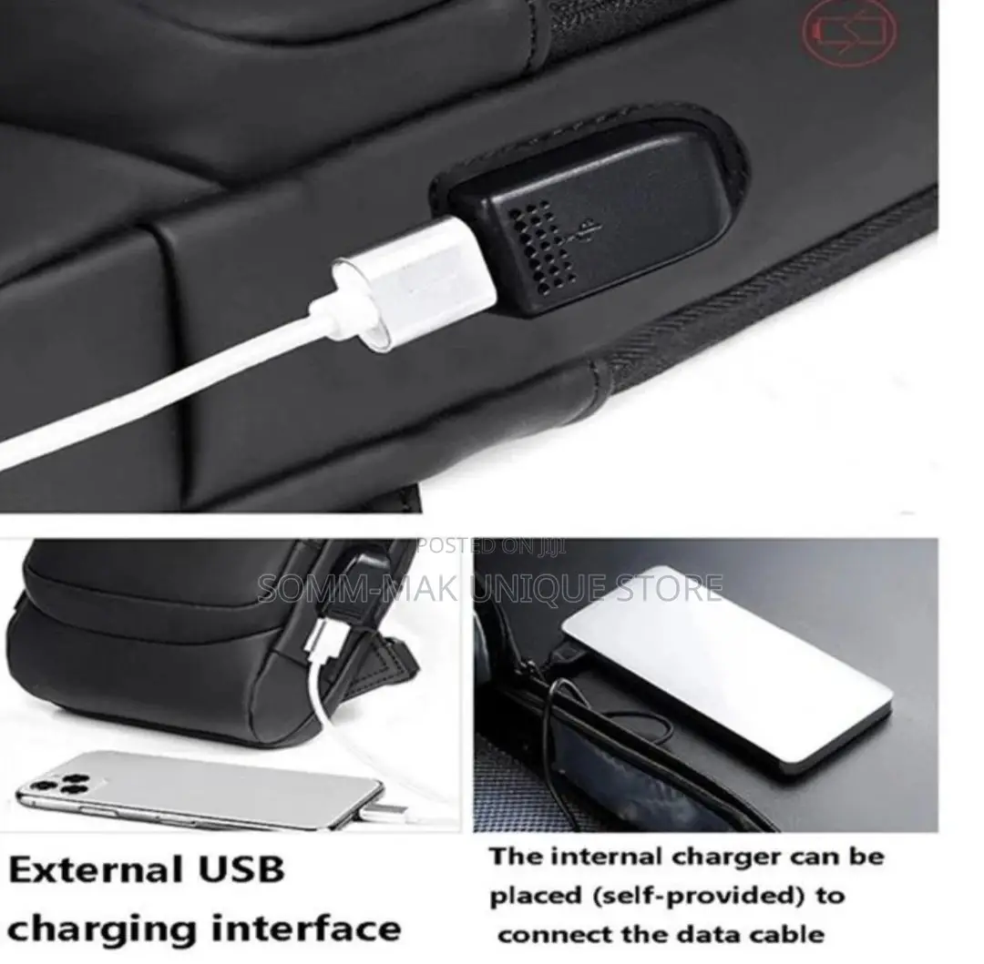USB Charging Men Crossbody Bag -Waterproof Chest Bag