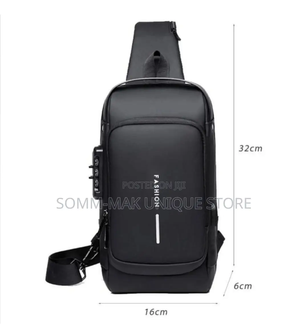 USB Charging Men Crossbody Bag -Waterproof Chest Bag