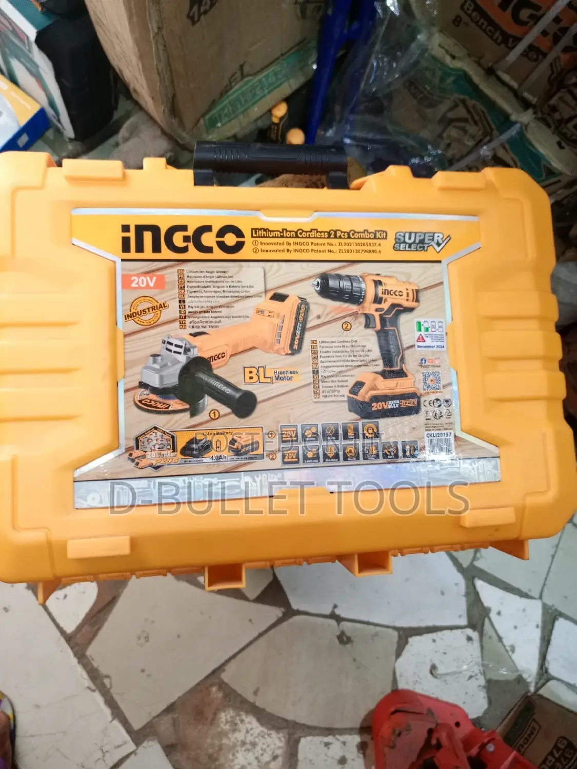 Ingco Combo Kits Grinder and Batteries Drill 20v