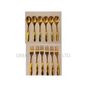 Golden Spoon And Fork (12 Pieces)