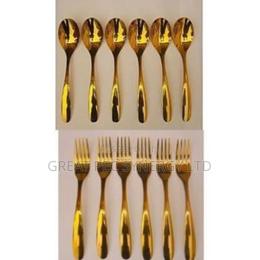 Golden Spoon And Fork (12 Pieces)