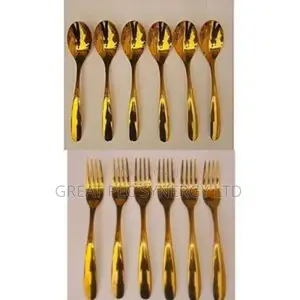 Golden Spoon And Fork (12 Pieces)