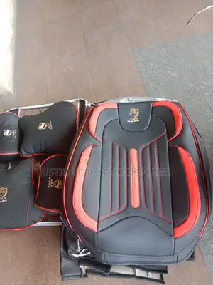 Gold Horse Black With Red Leather Seat Cover