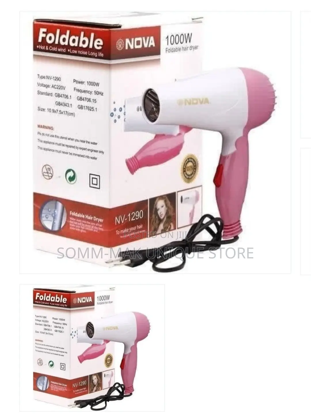 Electric Foldable Hair Dryer - 1000w