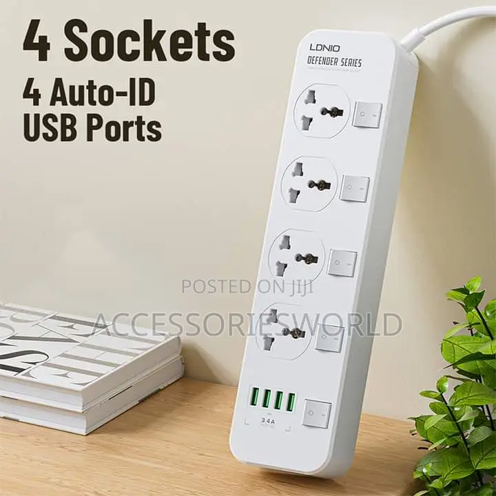 LDNIO SC4408 2500W 4 Socket 4 USB Port Power Strip