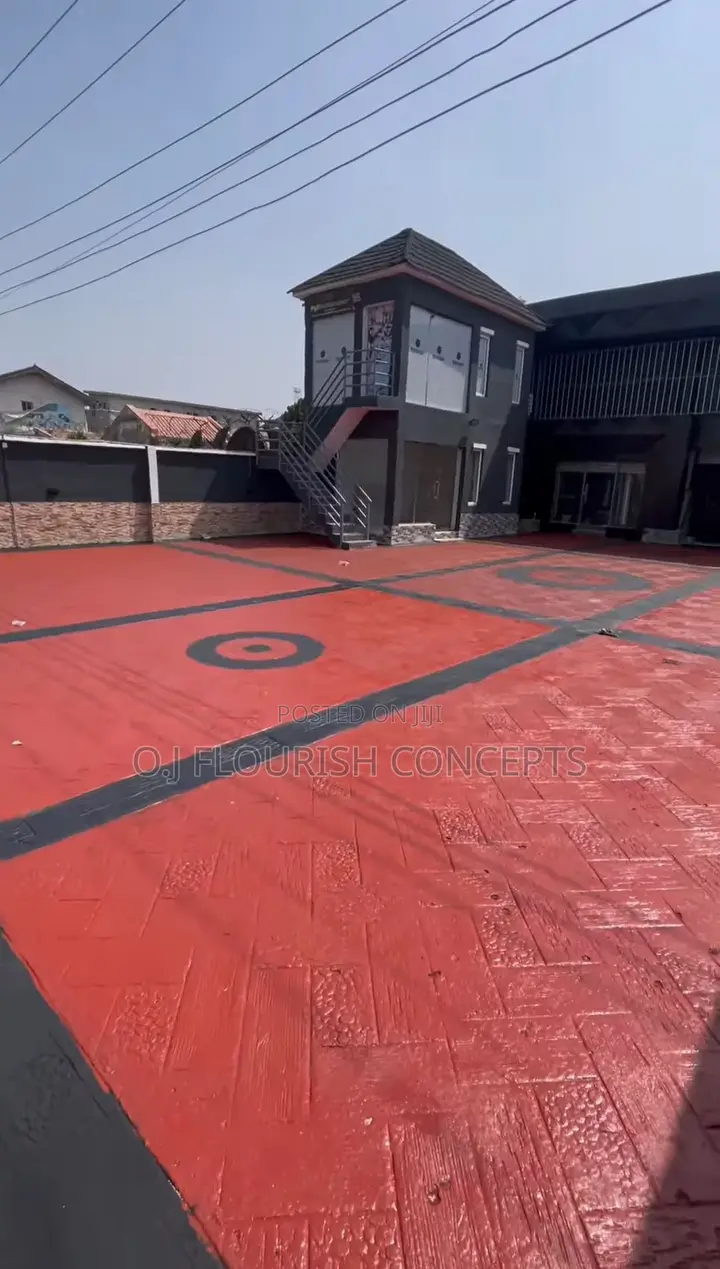 Red and Black Stamped Concrete