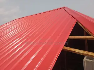 Red Coloured Long Span Flat Bed Roofing