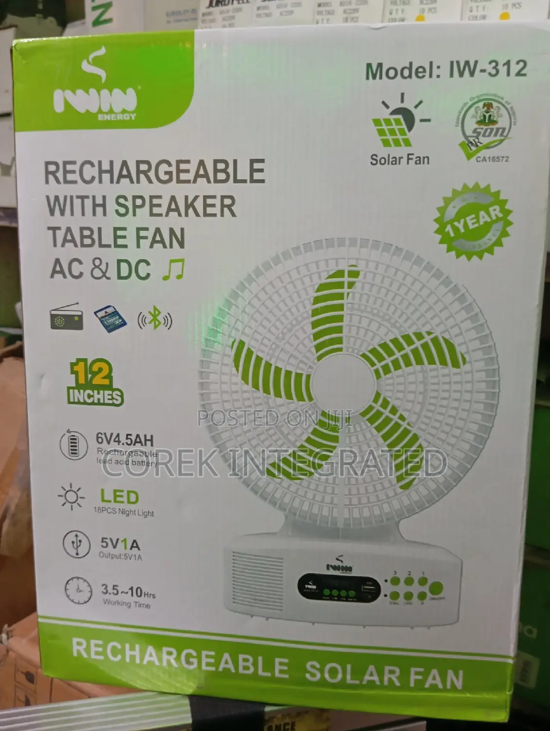 Rechargeable Solar Fan