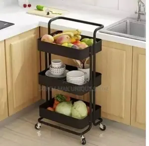 A S Trolley Cart Storage Rack With Wheels - 3 Tier