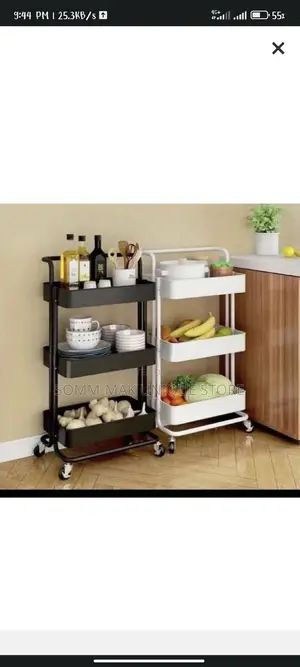 A S Trolley Cart Storage Rack With Wheels - 3 Tier